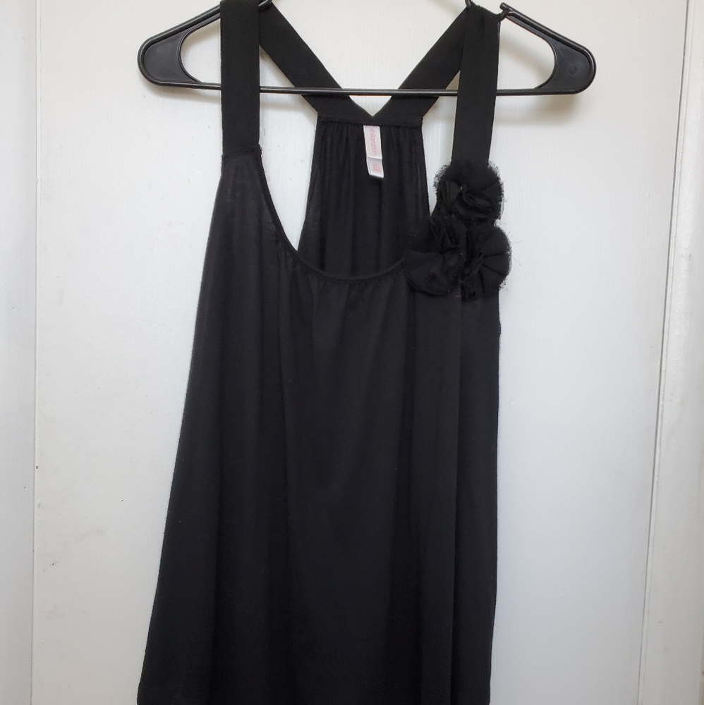 XHILARALTION BLACK RACER BACK TANK TOP